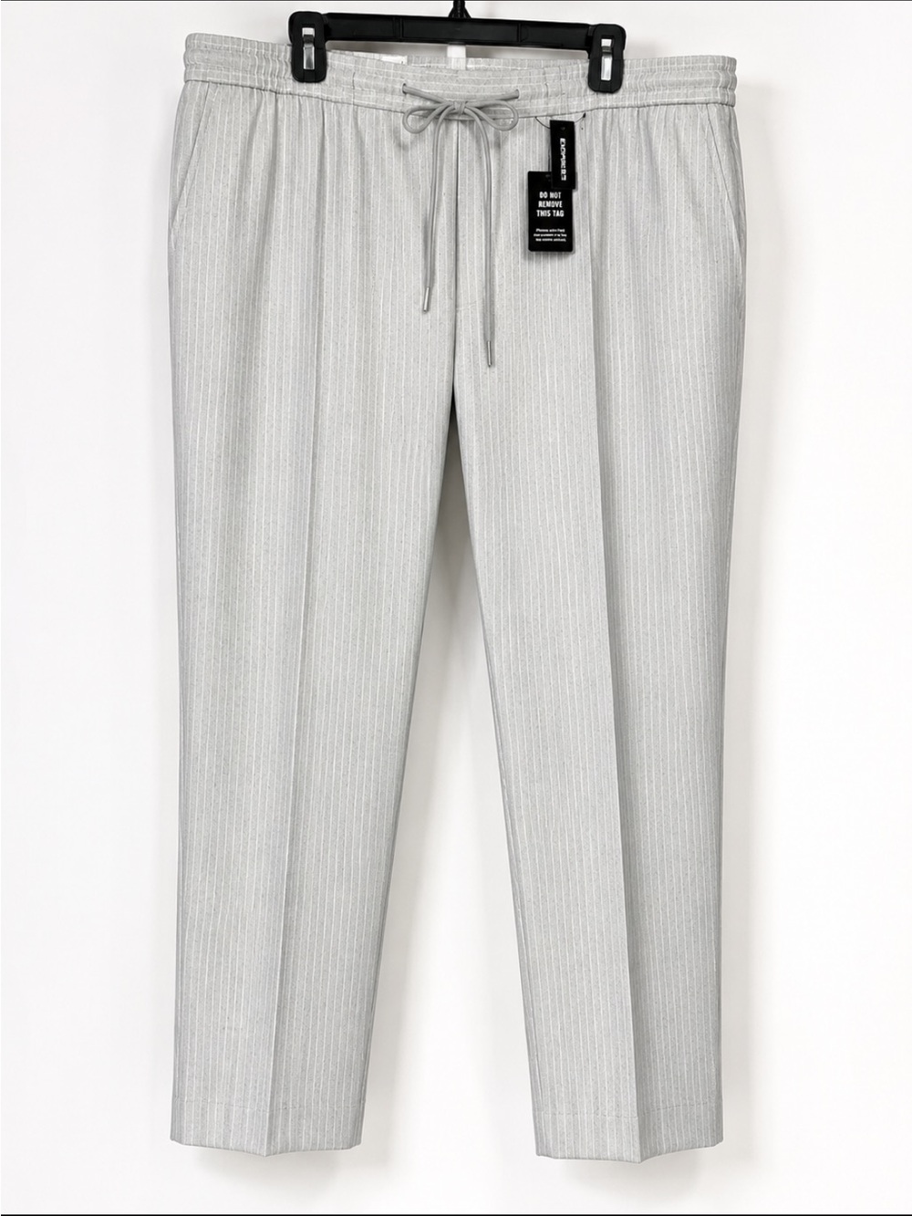 Express Men's Light Gray Pinstripe Drawstring Dress Pants